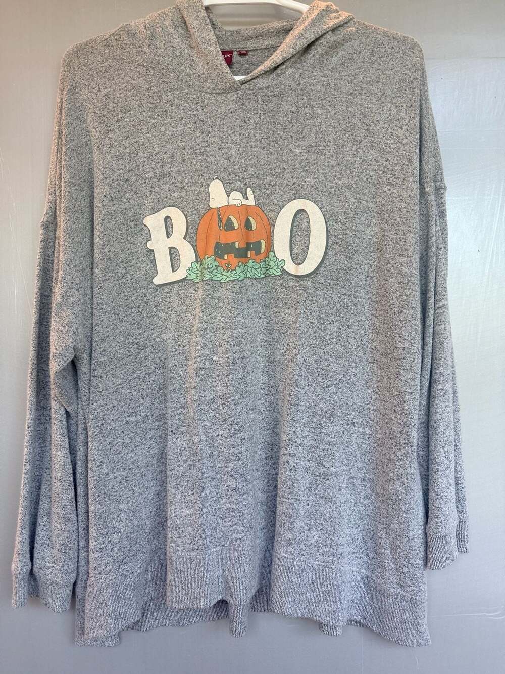 Peanuts Snoopy Boo Hoodie Size 22/24 Heather Gray Pumpkin Halloween